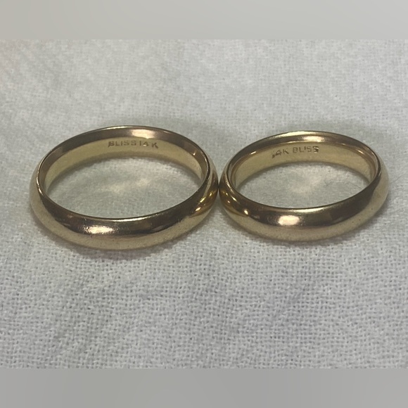 14K Bliss Matched Wedding Band Set - Picture 1 of 1